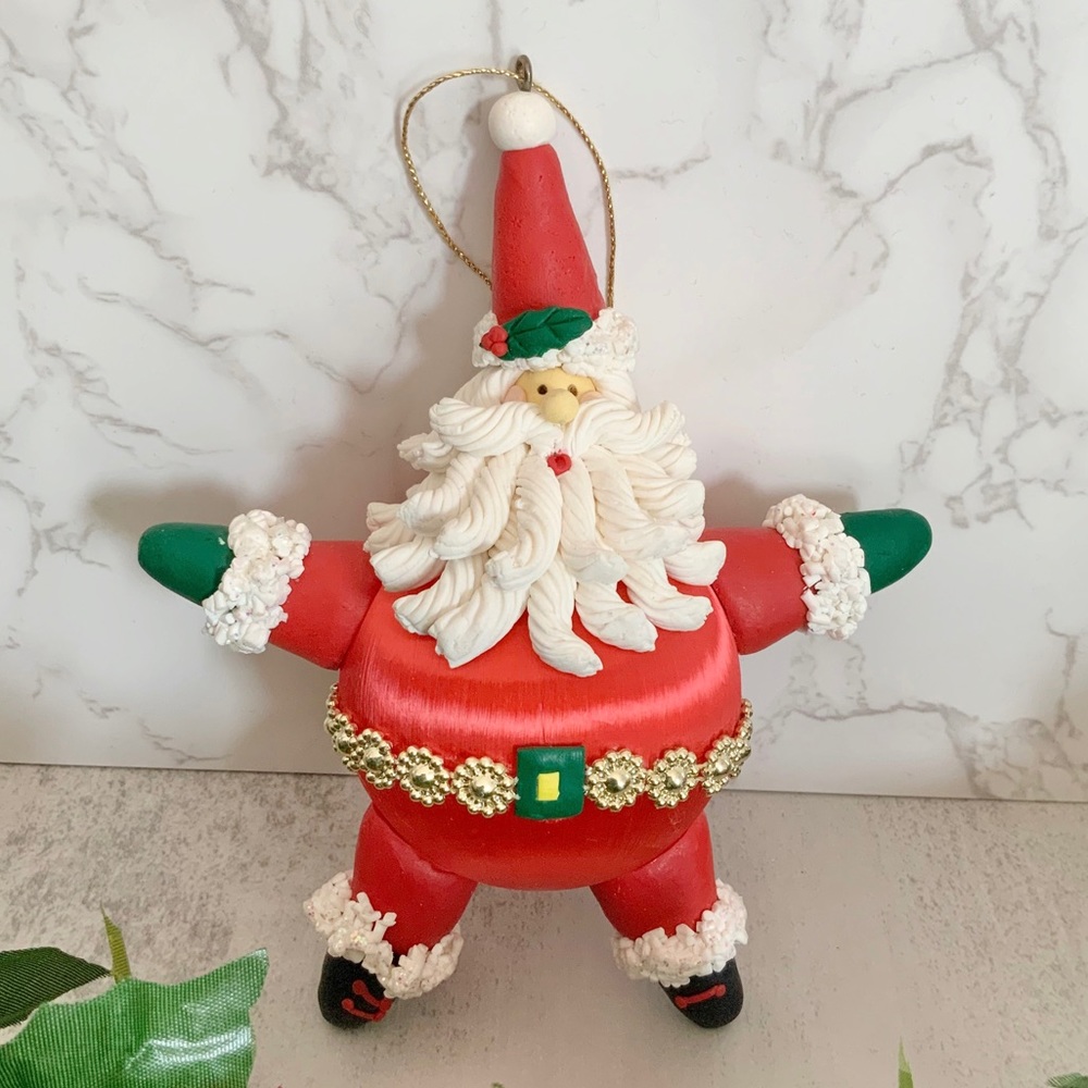 Santa Claus Christmas Holiday Ball Ornament with Cord